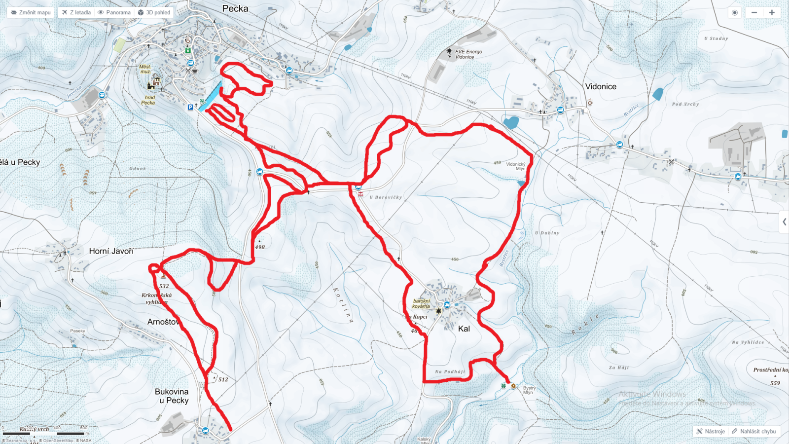 Mapa b�eck�ch trat�